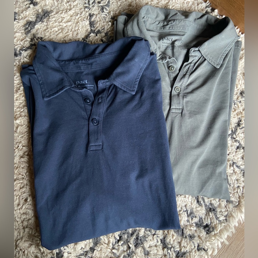 Pact Men's Polo Shirt Bundle - Navy and Olive Grey